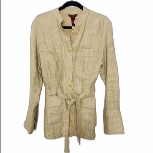 Sundance Tan Linen Belted Button Jacket. Sz L